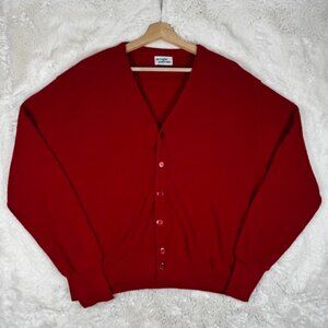 VTG Arnold Palmer Acrylic Red Cardigan Sweater Men’s Size Large USA Union Made